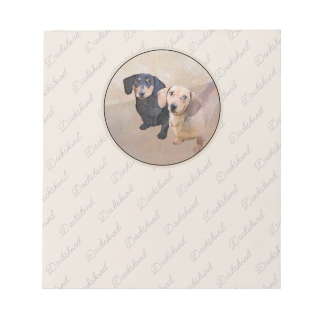 Dachshund (Smooth) Painting - Original Dog Art Notepad (Front)