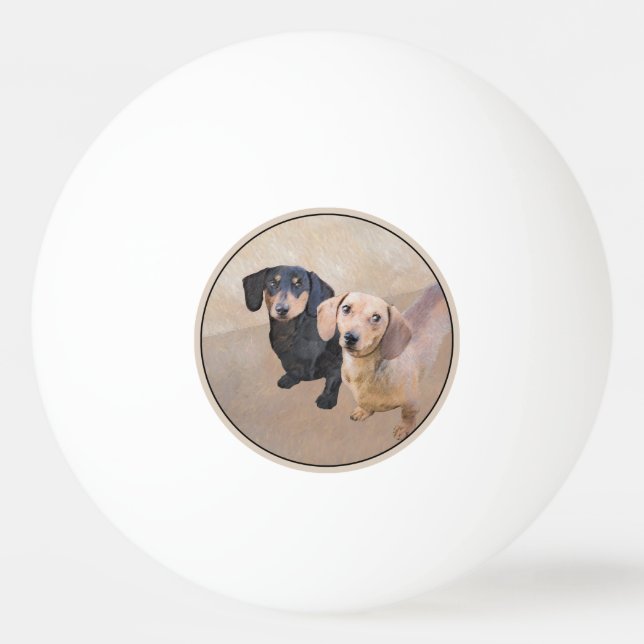 Dachshund (Smooth) Painting - Original Dog Art Ping Pong Ball (Front)