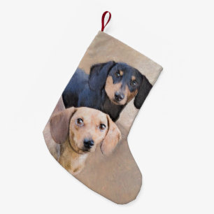 Dachshund (Smooth) Painting - Original Dog Art Small Christmas Stocking