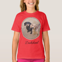 Dachshund (Smooth) Painting - Original Dog Art T-S