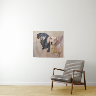 Dachshund (Smooth) Painting - Original Dog Art Tapestry
