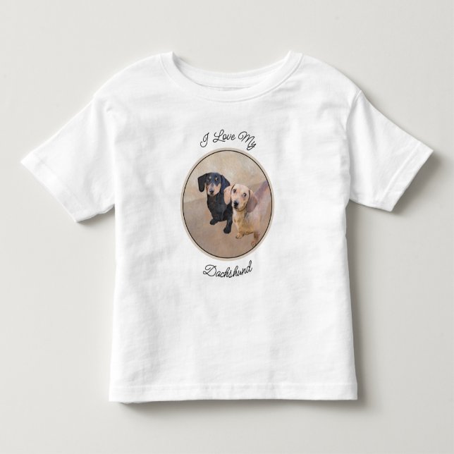 Dachshund (Smooth) Painting - Original Dog Art Toddler T-shirt (Front)