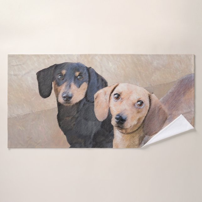 Dachshund (Smooth) Peinture - Art Chien original (Serviette de bain)