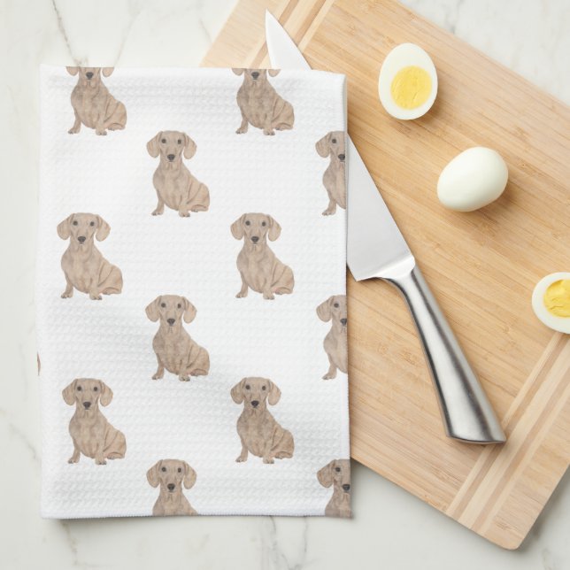 Dachshund (Smooth, Red) Kitchen Towel (Quarter Fold)