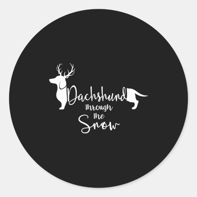 Dachshund Snow Cute Wiener Weiner Dog Owner Christ Classic Round Sticker (Front)