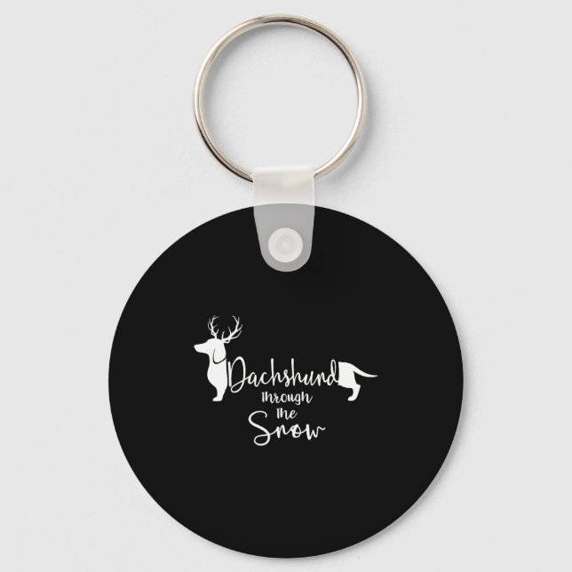 Dachshund Snow Cute Wiener Weiner Dog Owner Christ Keychain (Front)