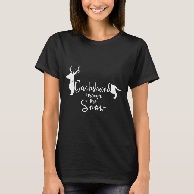 Dachshund Snow Cute Wiener Weiner Dog Owner Christ T-Shirt (Front)