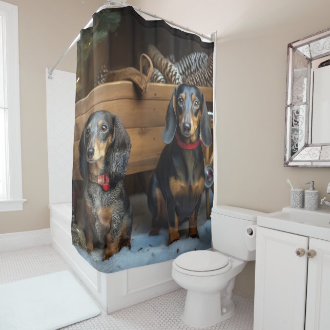 Dachshund Snowy Sleigh Christmas Decor (In Situ)