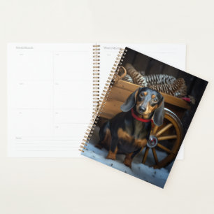 Dachshund Snowy Sleigh Christmas Decor Planner