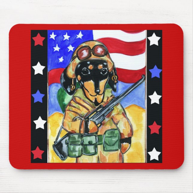 Dachshund Soldier Mouse Pad (Front)