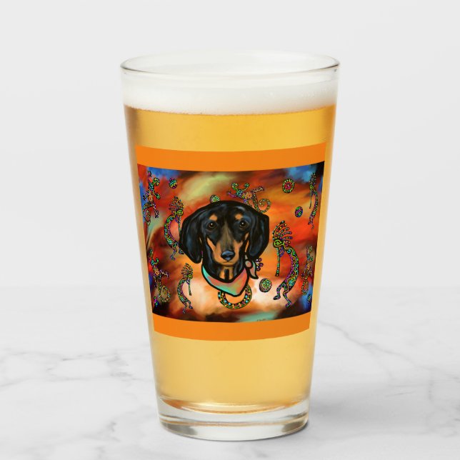 DACHSHUND SOUTHWESTERN ART GLASS (Front Filled)