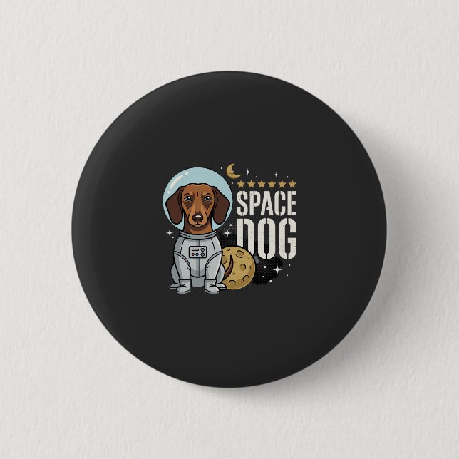 Dachshund Space Dog Astronaut Vector 2 Inch Round Button (Front)