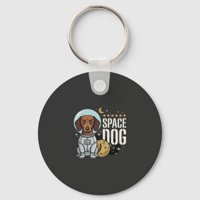 Dachshund Space Dog Astronaut Vector Keychain (Front)