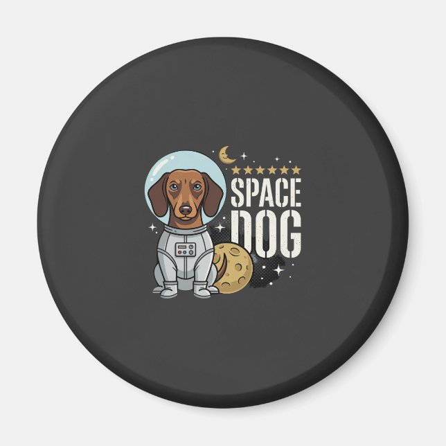 Dachshund Space Dog Astronaut Vector Magnet (Front)