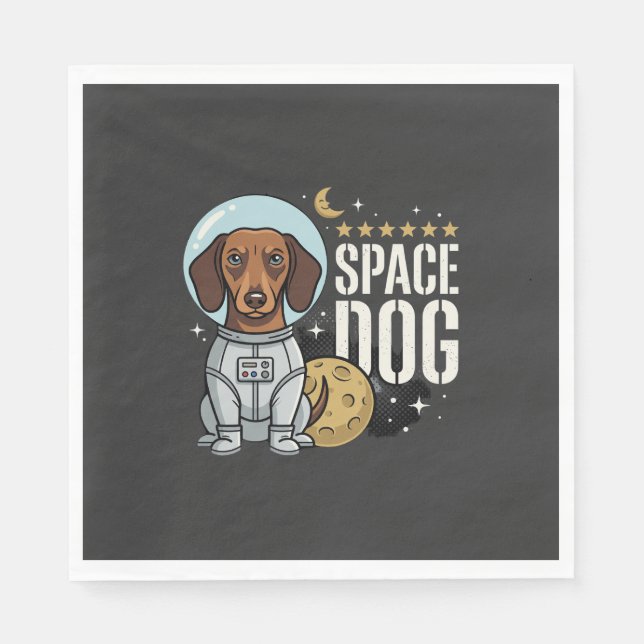 Dachshund Space Dog Astronaut Vector Napkin (Front)