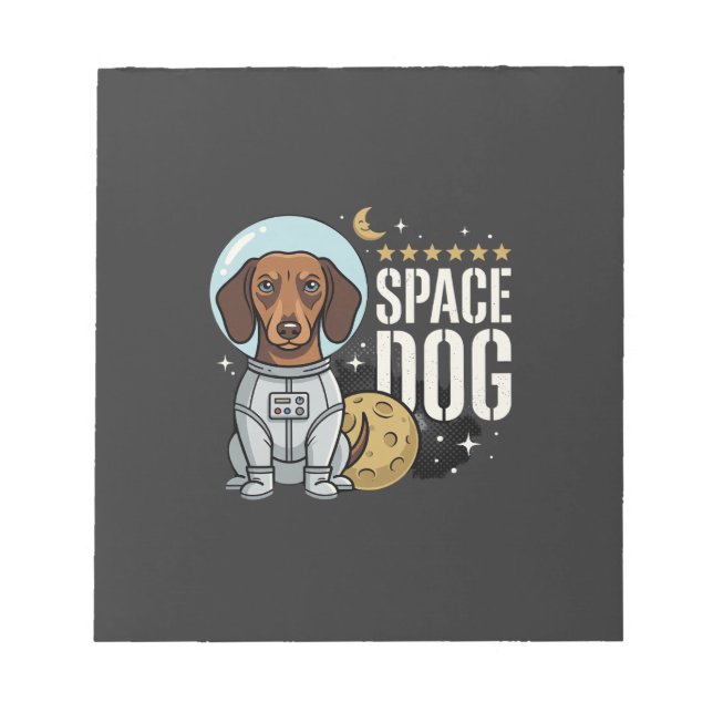 Dachshund Space Dog Astronaut Vector Notepad (Front)