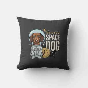 Dachshund Space Dog Astronaut Vector Throw Pillow