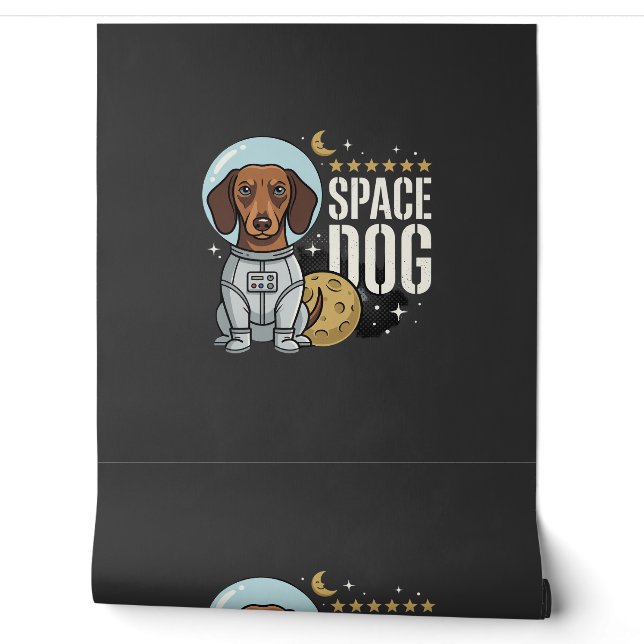 Dachshund Space Dog Astronaut Vector Wallpaper (Unrolling)