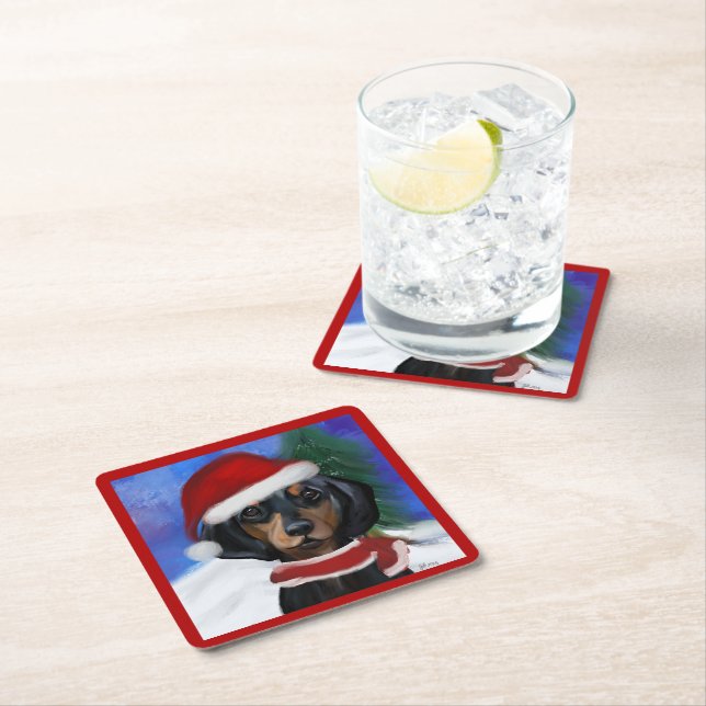 Dachshund  square paper coaster (Insitu)