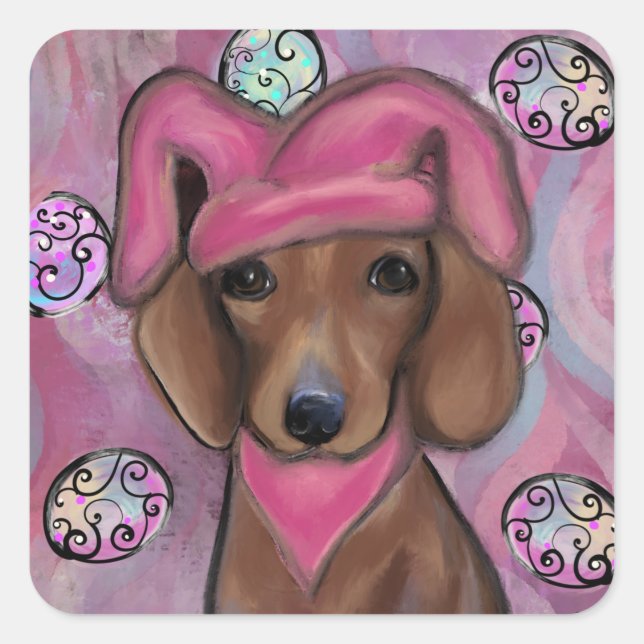 Dachshund          square sticker (Front)