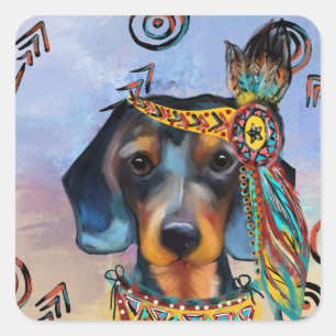 DACHSHUND SQUARE STICKER