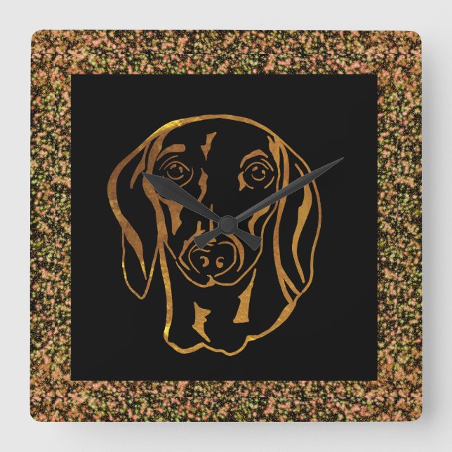 DACHSHUND  SQUARE WALL CLOCK (Front)