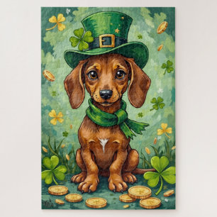 Dachshund St Patrick’s Day Lucky Dog Jigsaw Puzzle