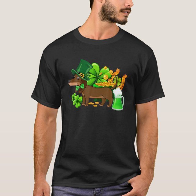 Dachshund St Patrick's Day Irish Clover Gifts Dog T-Shirt (Front)
