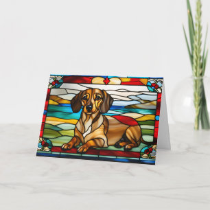 Dachshund Stained Glass Card