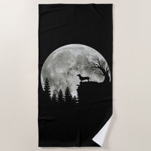 Dachshund Standing On Mountain Moonlight Halloween Beach Towel