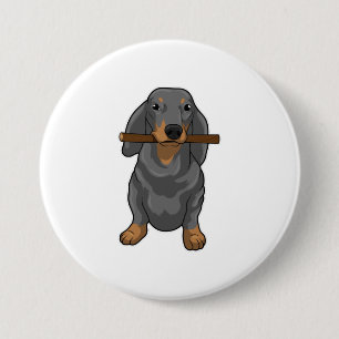 Dachshund Stick 3 Inch Round Button