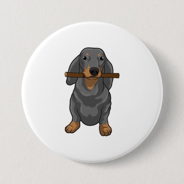 Dachshund Stick 3 Inch Round Button (Front)