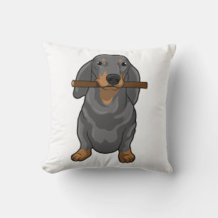 Dachshund Stick Throw Pillow