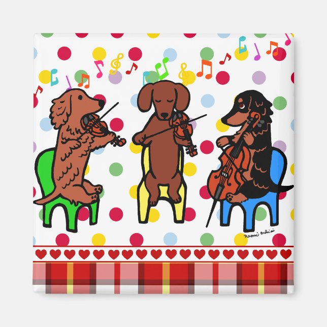 Dachshund String Trio Magnet (Front)