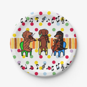 Dachshund String Trio Musician Party Plates