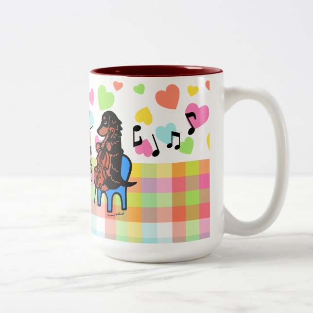 Dachshund String Trio Two-Tone Coffee Mug (Right)