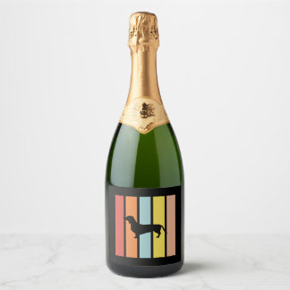 Dachshund Stripe bk Sparkling Wine Label