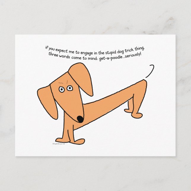Dachshund Stupid Dog Tricks...for Poodles! Postcard (Front)