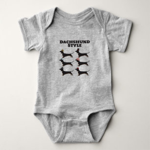 Dachshund Style Cute Doxies Illustration Baby Bodysuit