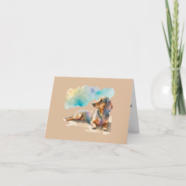 Dachshund sur la plage Carte de voeux vierge (Devant)