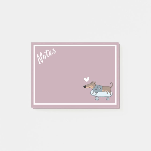 Dachshund sur Skateboard Post-It Notes (Devant)