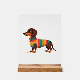Dachshund Sweater Arc-en-ciel Vintage Chien Long M