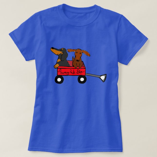 Dachshund T-shirt Little Red Wagon (Design Front)