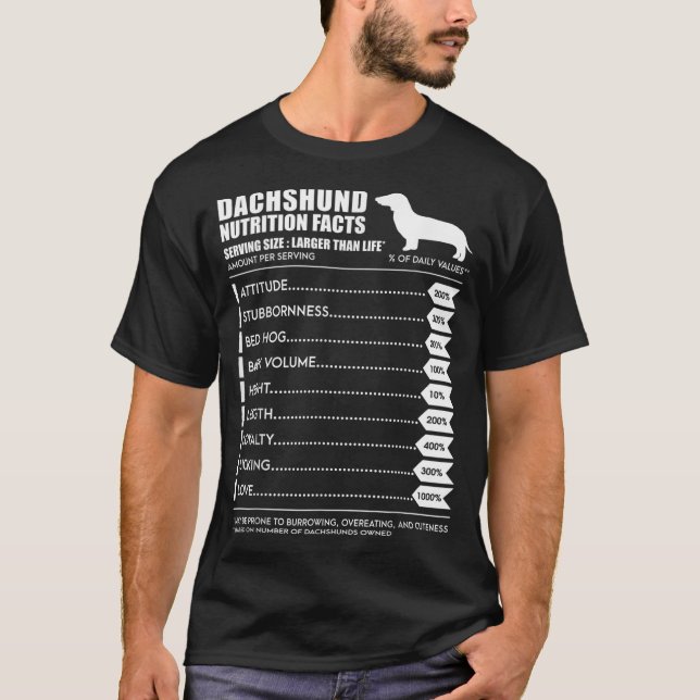 Dachshund T Shirt - Weiner Dog Nutrition Facts Shi (Front)