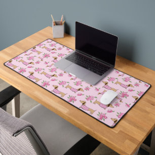 Dachshund tapis de bureau thématique Peonies flo