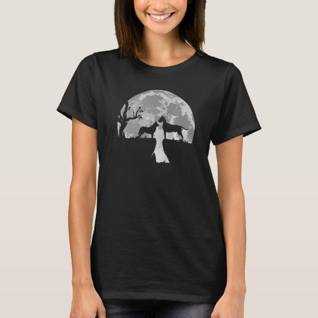 Dachshund Teckel howls in front of the moon  idea T-Shirt (Front)