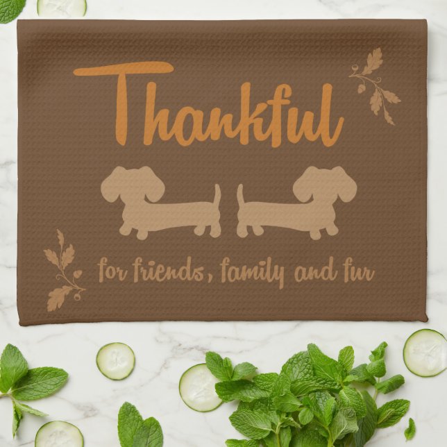 Dachshund Thanksgiving Dish Towel (Folded)