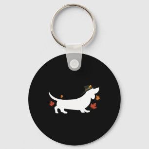 Dachshund Thanksgiving Pilgrim Fall  Keychain