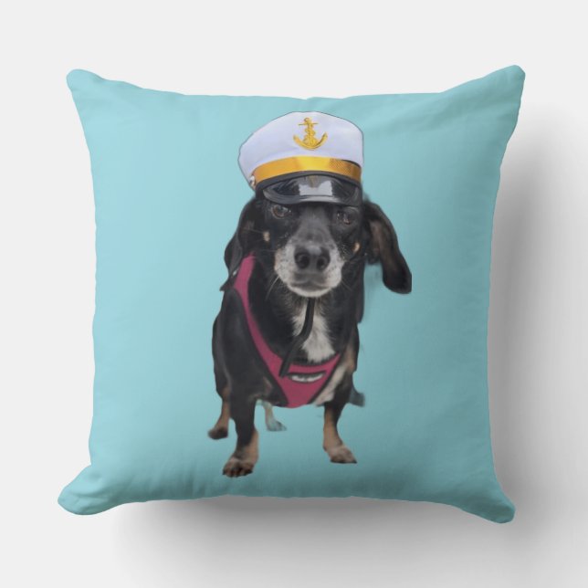 Dachshund the Sailor Throw Pillow (Front)