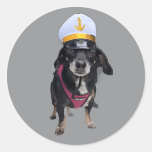 Dachshund the Sea Captain Classic Round Sticker